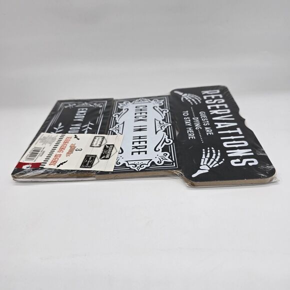 Halloween Spooky Signs Set Of 3 Haunted Hotel House Wall Decorations Black - Picture 5 of 7